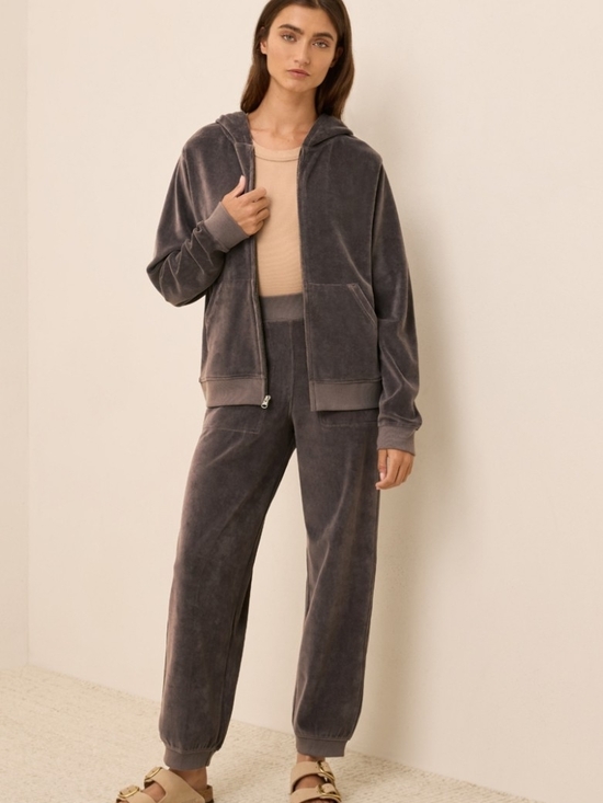 Pact Pants - Pact 100% Organic Cotton Charcoal Gray Velour Joggers